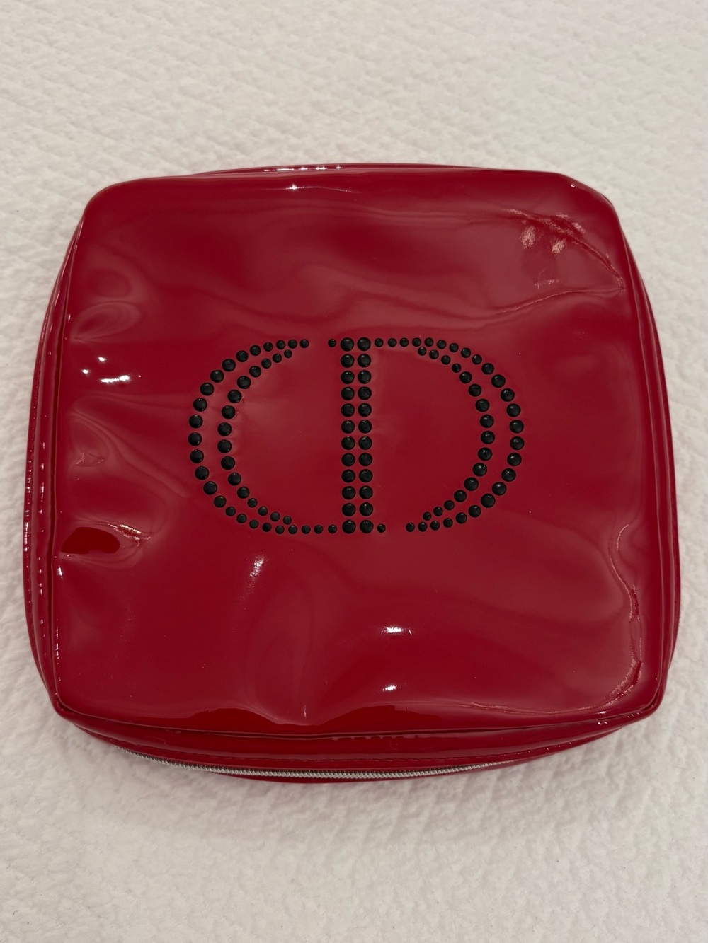 Dior Authentic Red Patent Zippered Cosmetic Pouch